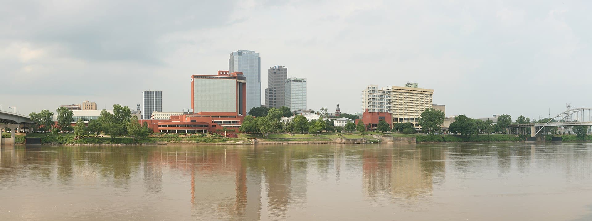 The Little Rock, Arkansas skyline on the Arkansas River