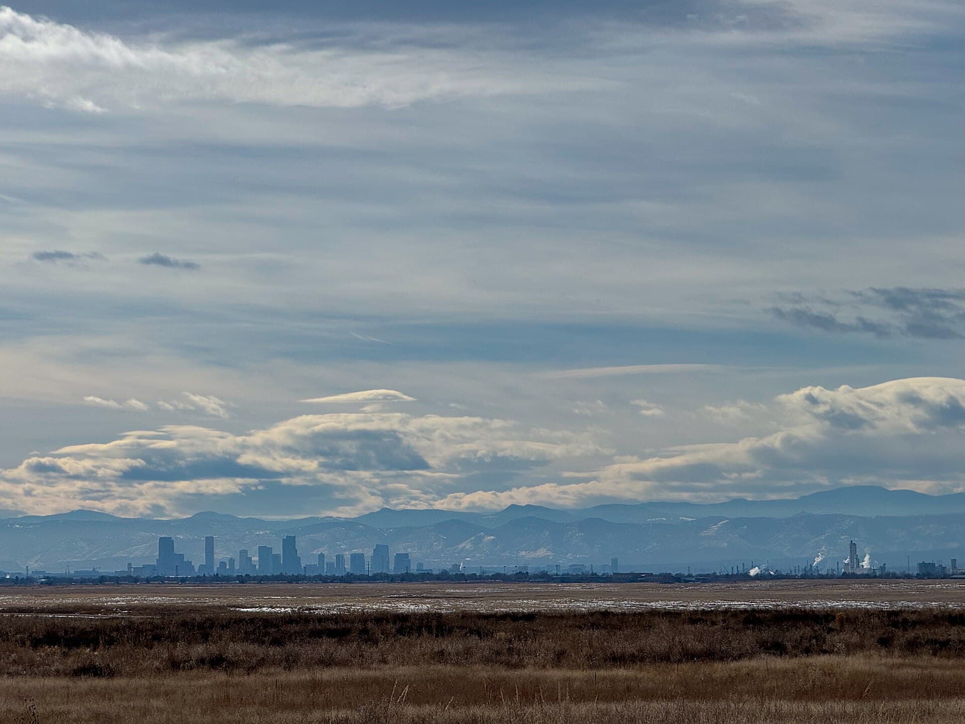 The Denver skyline and Rockies, Colorado