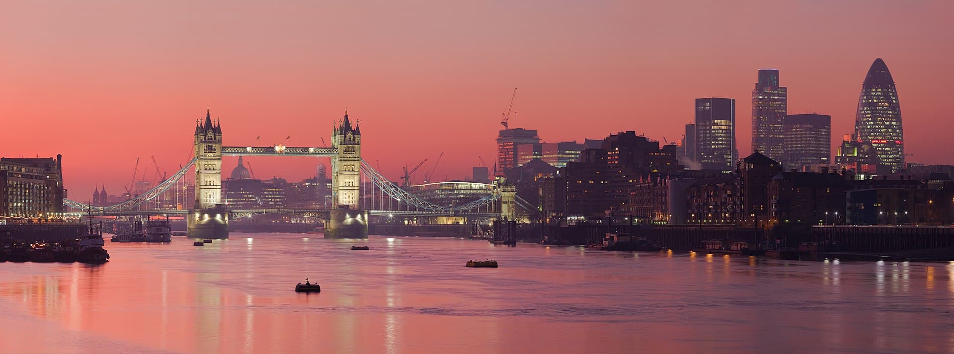 The London skyline and Tower Bridge on the Thames