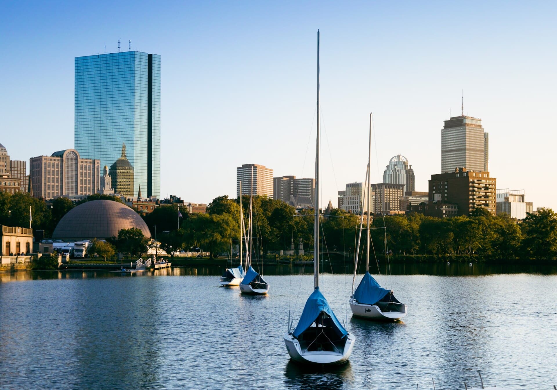 The Boston skyline on the Charles River, Massachusetts
