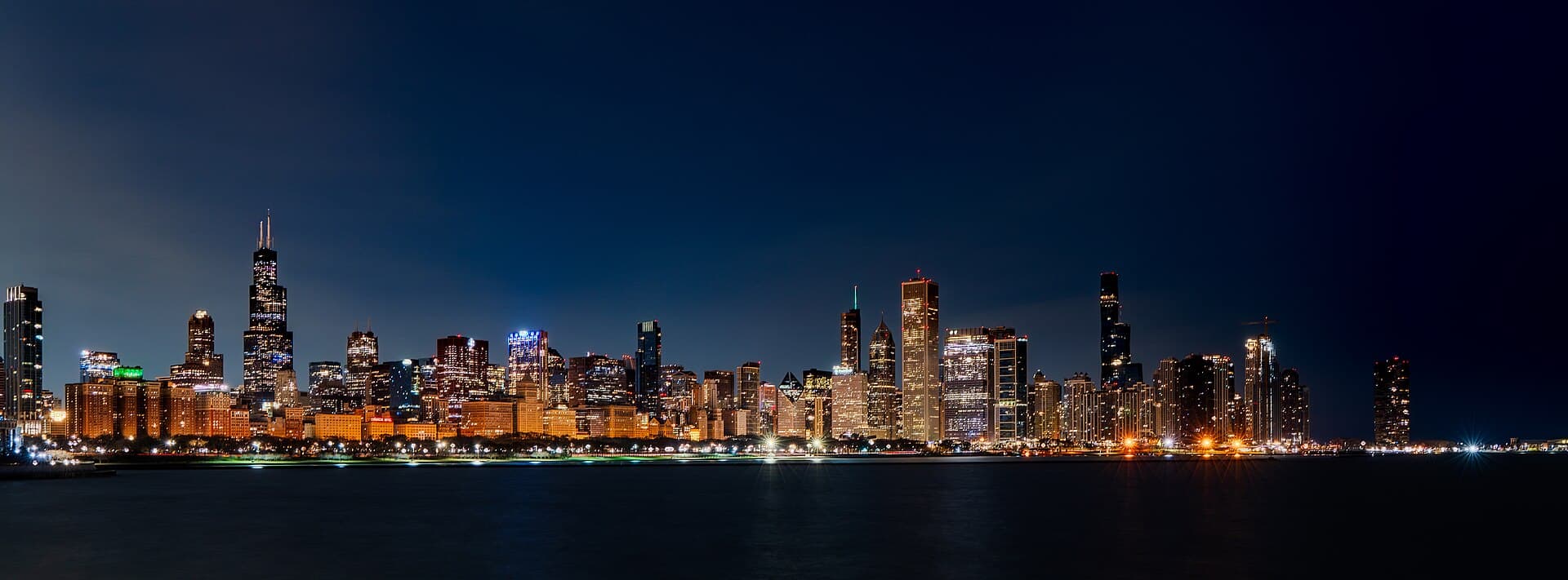 The Chicago skyline on Lake Michigan