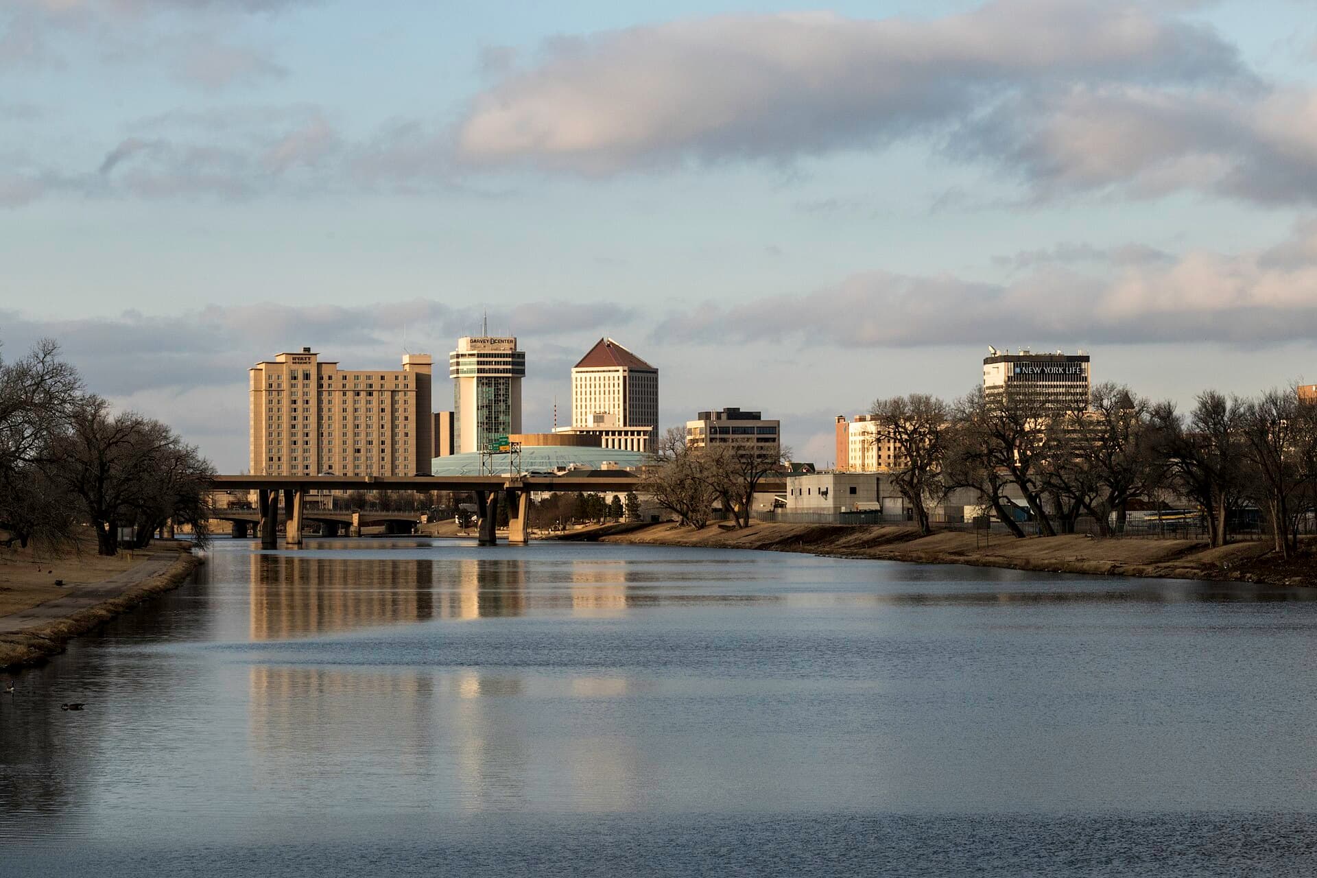 The Wichita, Kansas skyline on the Arkansas River