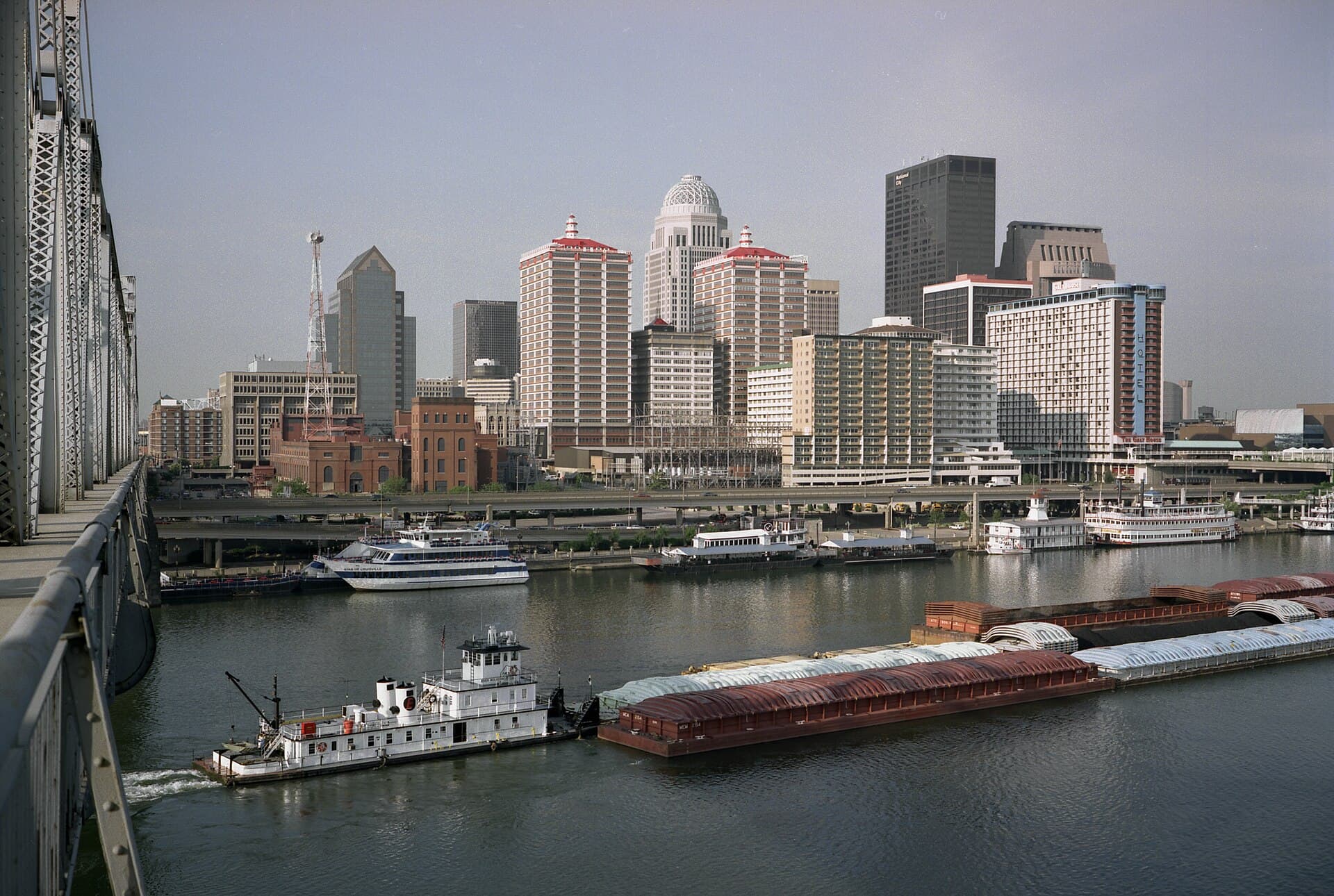 The Louisville, Kentucky skyline on the Ohio River