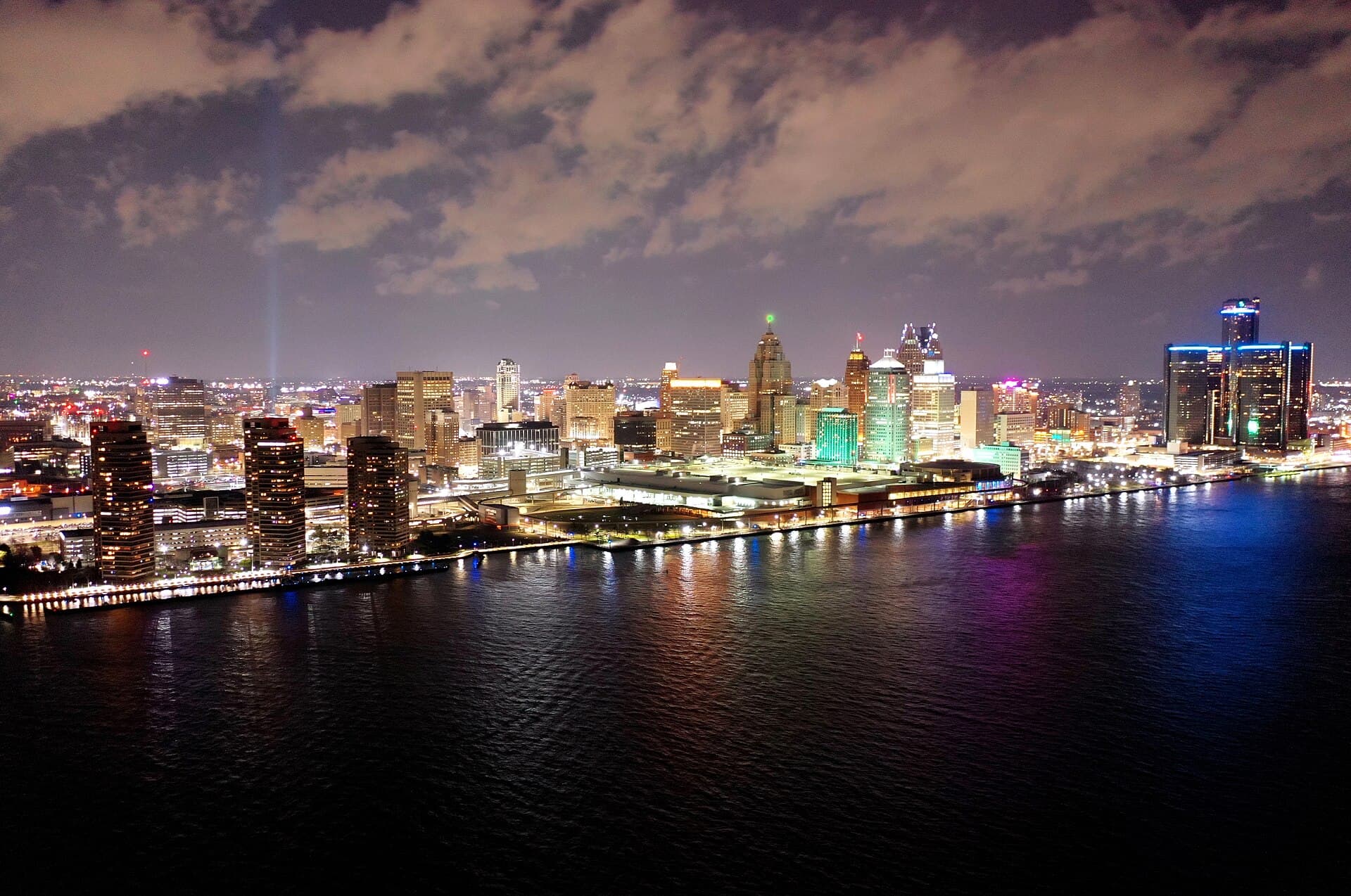 The Detroit skyline on the Detroit River