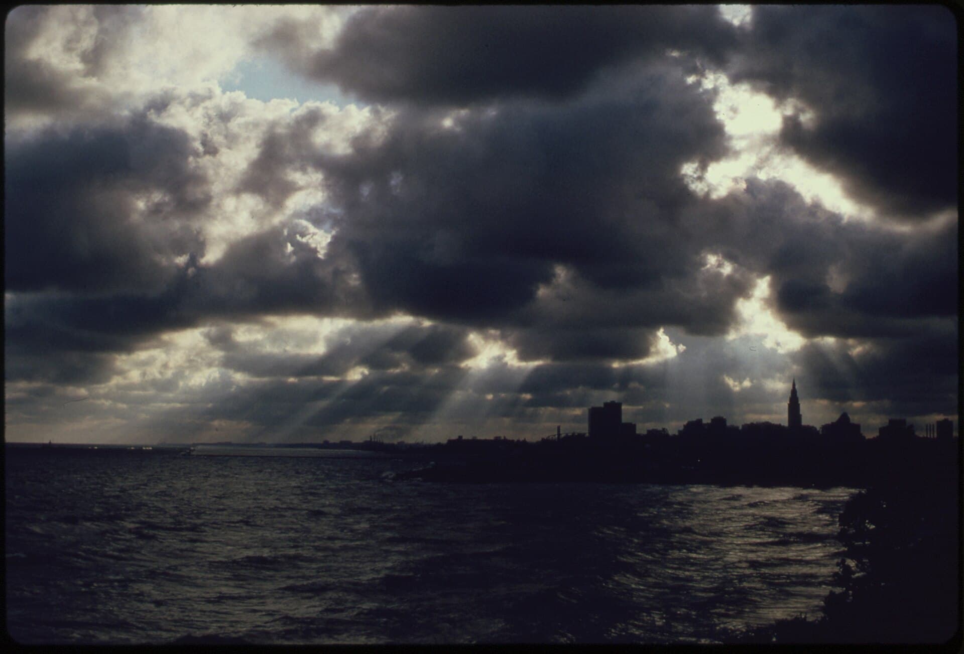 The Cleveland skyline on Lake Erie, Ohio