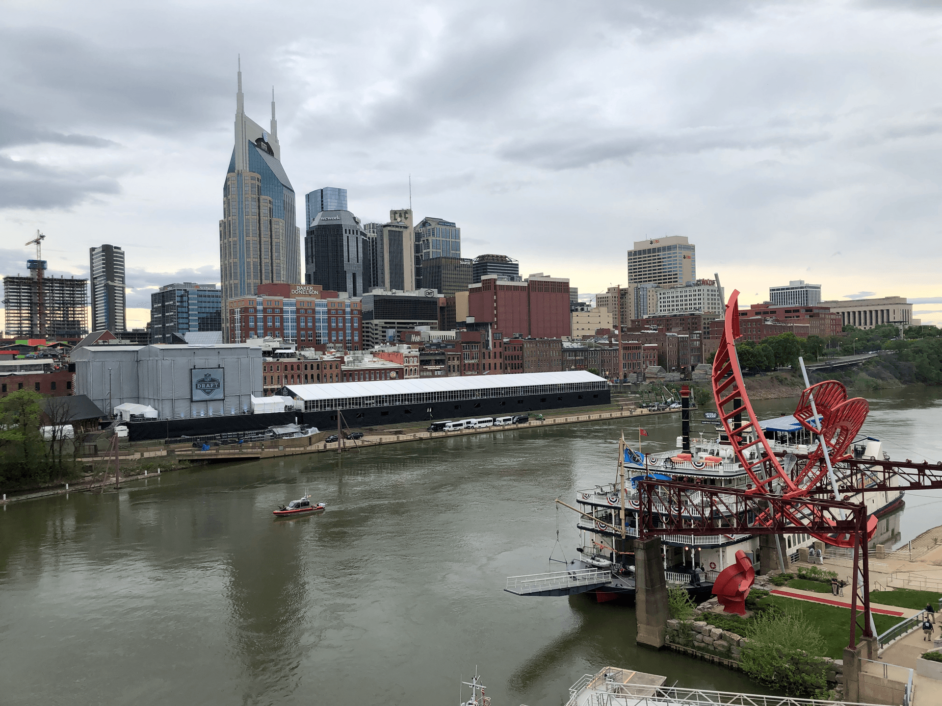 The Nashville skyline on the Cumberland River, Tennessee