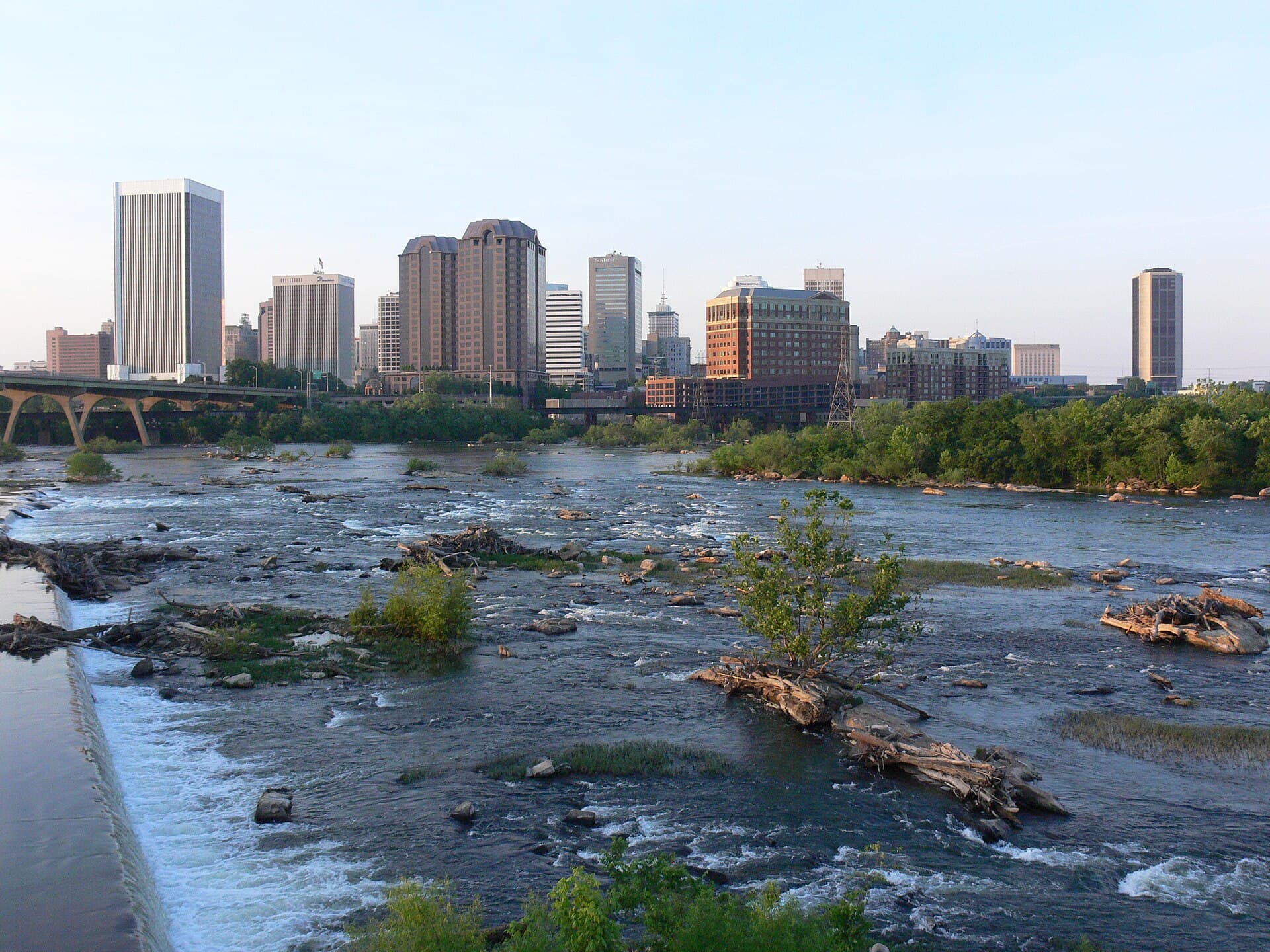 The Richmond skyline on the James River, Virginia